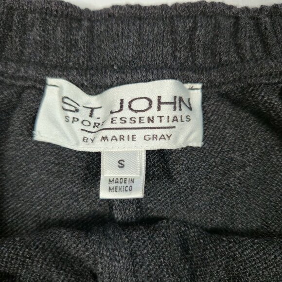 St. John Sport Essentials Wool Knit Pants Size Small Charcoal Gray Elastic Waist - Picture 3 of 9